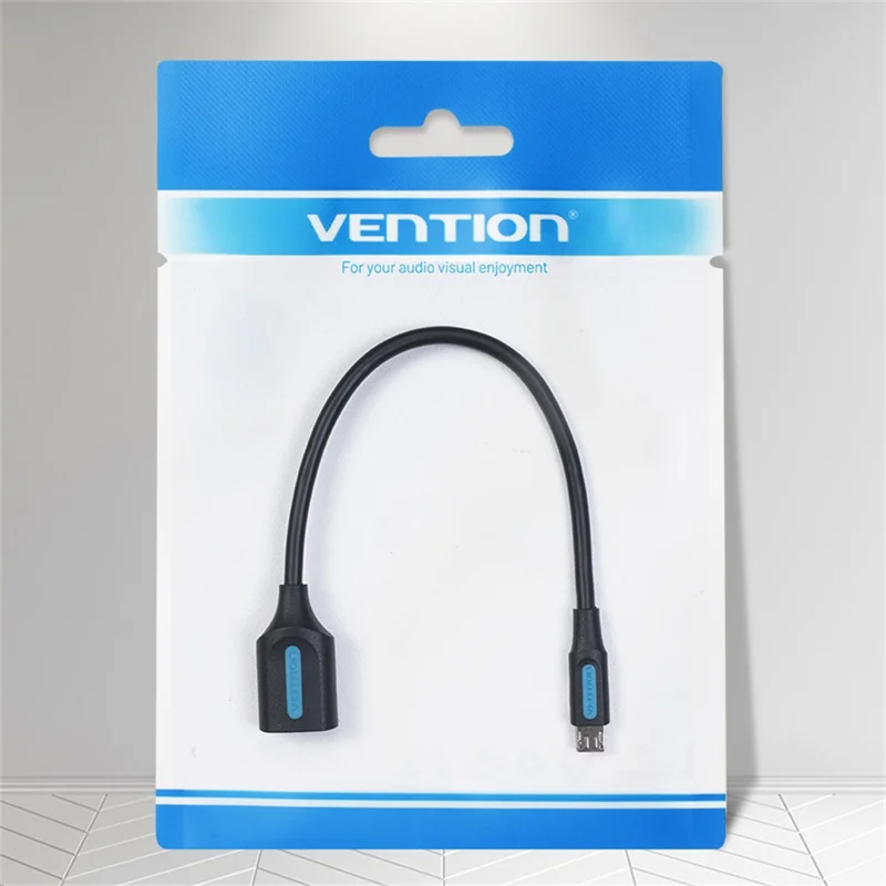 VENTION CCU Series USB 2.0 Micro-B Male to USB-A Female OTG Adapter 0.15m Round PVC Data Cable - Black