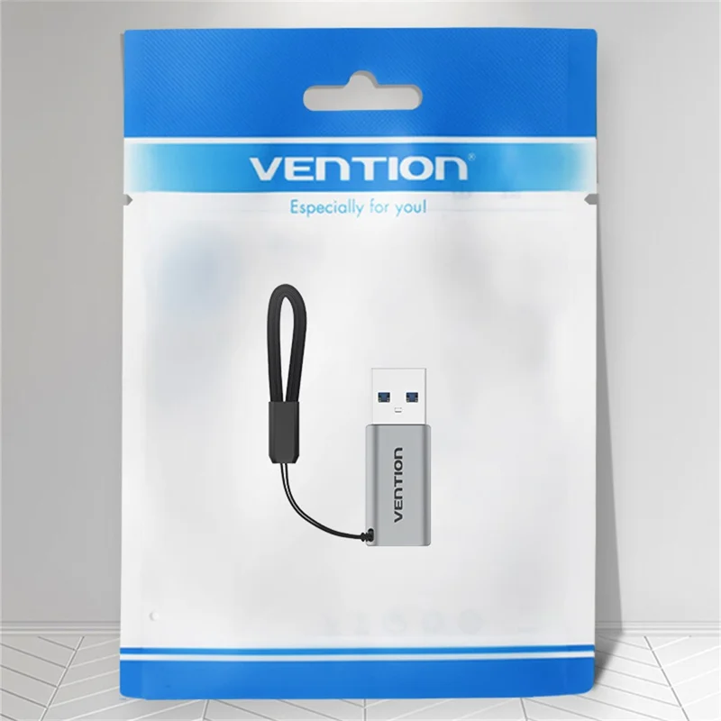 VENTION CDP Series USB3.0 USB-A Male to USB-C Female Adapter Aluminum Alloy OTG Converter with Lanyard