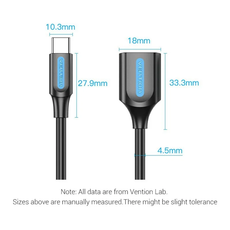 Cable OTG de datos VENTION CCS Serie 0,15m USB 2.0 Tipo C Macho a USB A Hembra 480 Mbps