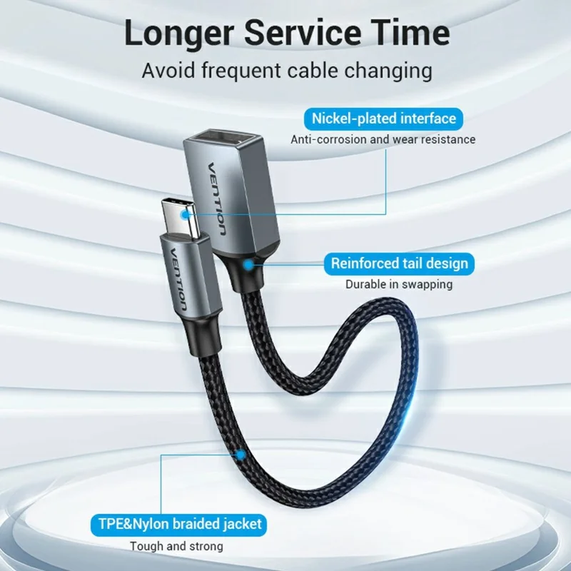Cable de datos VENTION CCW Series 0.15m USB 2.0 Tipo-C Macho a USB-A Hembra OTG