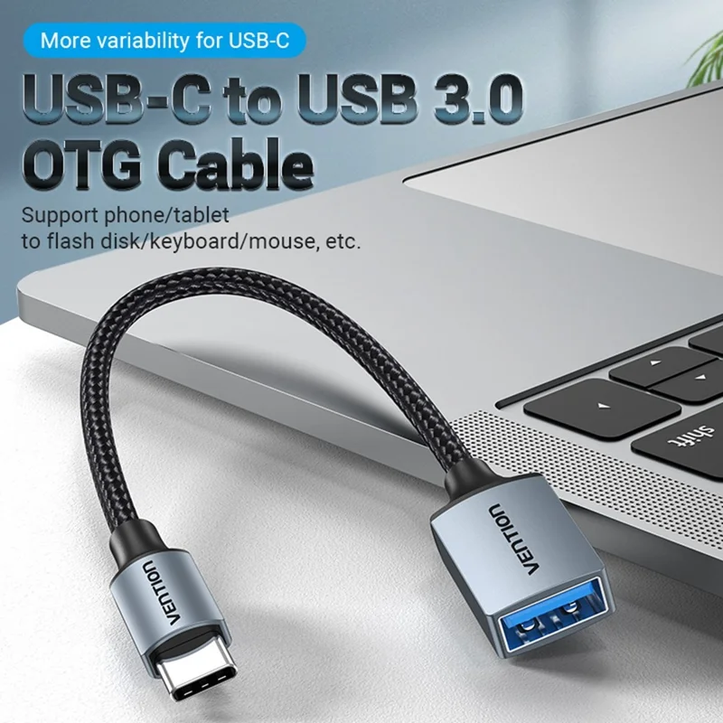 VENTION CCX Series 0.15m USB 3.0 Type-C Male to USB-A Female Aluminum Alloy Braided OTG Adapter Cable