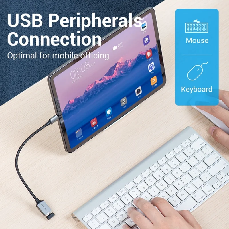 VENTION CCX Series 0.15m USB 3.0 Type-C Male to USB-A Female Aluminum Alloy Braided OTG Adapter Cable