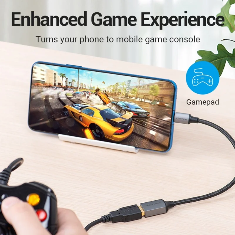 VENTION CCX Series 0.15m USB 3.0 Type-C Male to USB-A Female Aluminum Alloy Braided OTG Adapter Cable