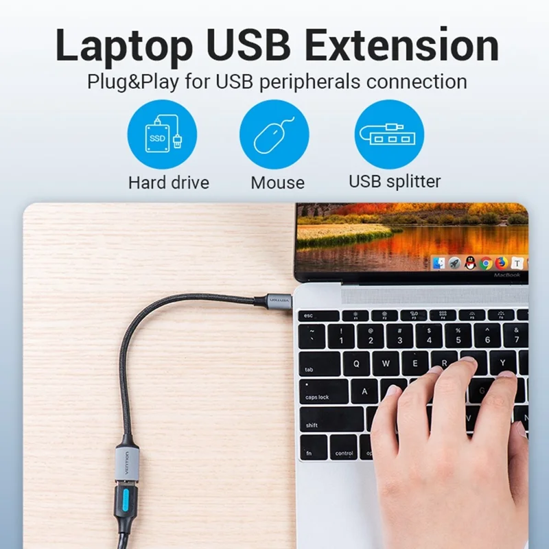 VENTION CCX Series 0.15m USB 3.0 Type-C Male to USB-A Female Aluminum Alloy Braided OTG Adapter Cable