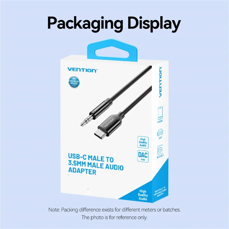 Cable adaptador de audio VENTION BIF Series de 1,5m, de USB Tipo C a 3,5mm para smartphone y portátil