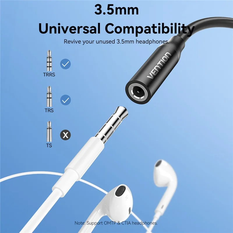 VENTION Serie BIH 0,1m Cavo Adattatore Audio da Type C Maschio a 3,5mm Femmina Decoder DAC Cavo AUX