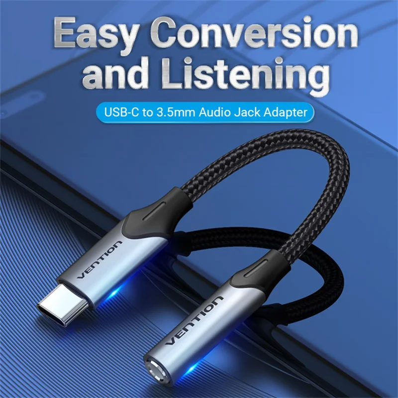 Cavo Adattatore Audio VENTION Serie BGJ da Type-C Maschio a Jack 3,5mm Femmina, 0,1m, Intrecciato