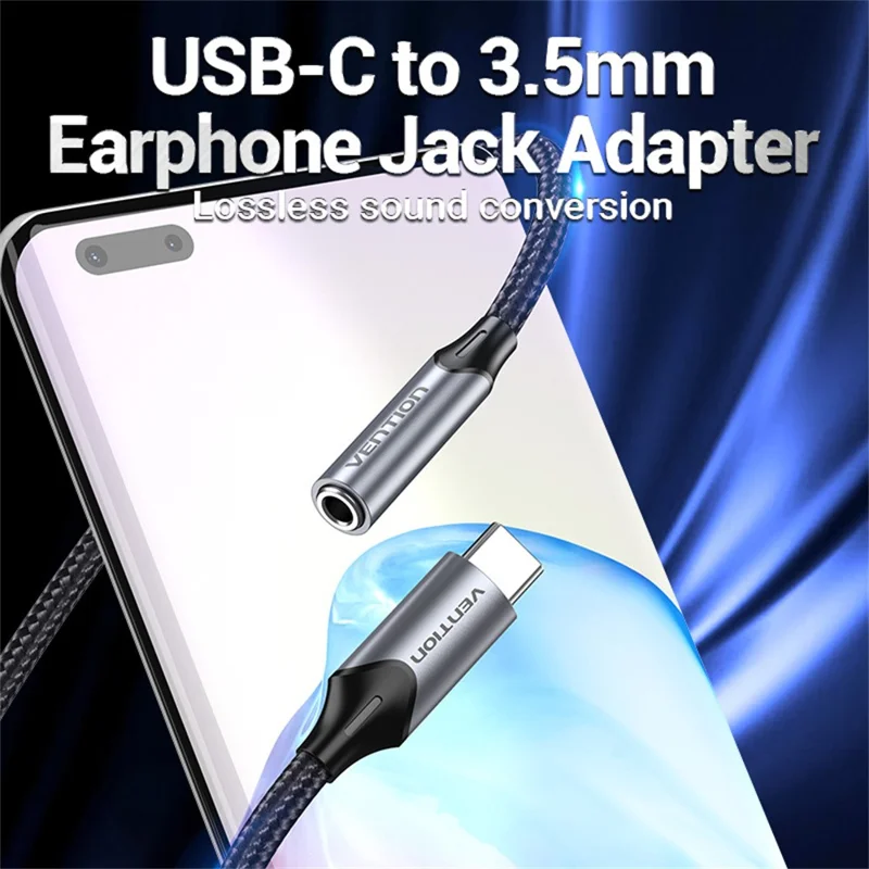 VENTION BGM Serie 0,1m Type-C zu 3,5mm Audio Adapter Kabel mit DAC Decoder - Grau