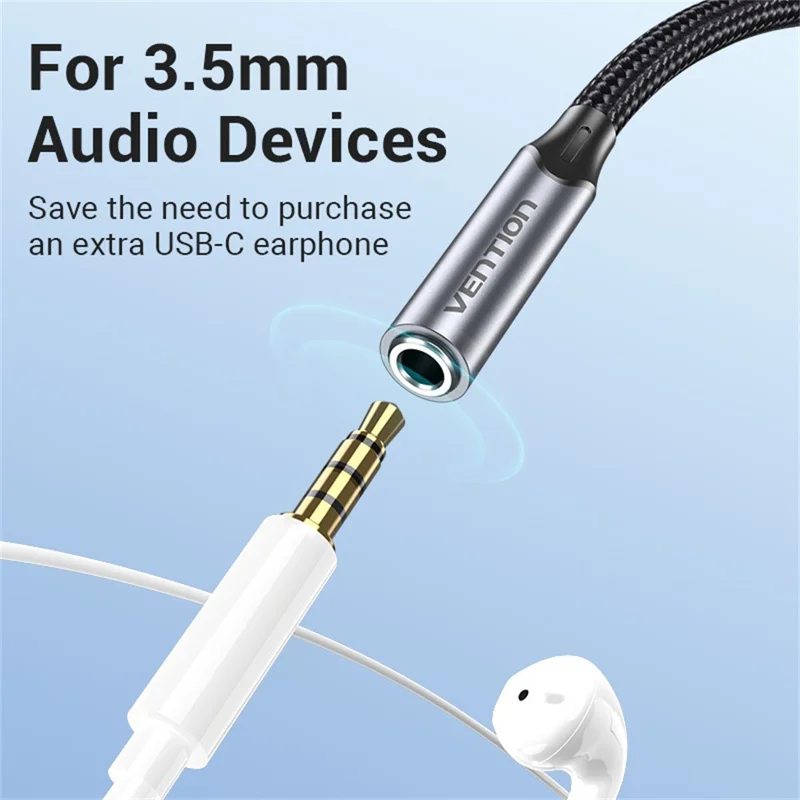 VENTION BGM Serie 0,1m Type-C zu 3,5mm Audio Adapter Kabel mit DAC Decoder - Grau