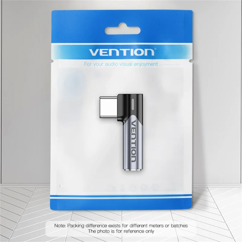 Adaptador de Áudio VENTION Série BGW Tipo-C Macho para Fêmea 3,5mm em Liga de Alumínio USB-C para AUX - Cinza