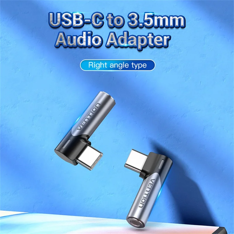 Adaptador de Áudio VENTION Série BGW Tipo-C Macho para Fêmea 3,5mm em Liga de Alumínio USB-C para AUX - Cinza