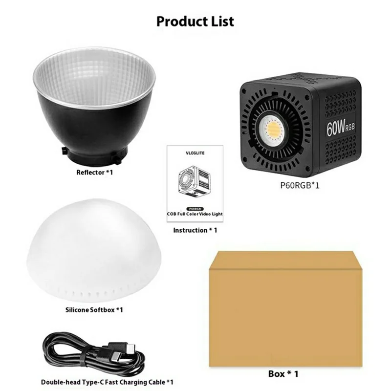 VLOGLITE P60RGB 60 W Mocny Światło Wypełniające COB, Lampa RGB, Profesjonalne Światło Wideo