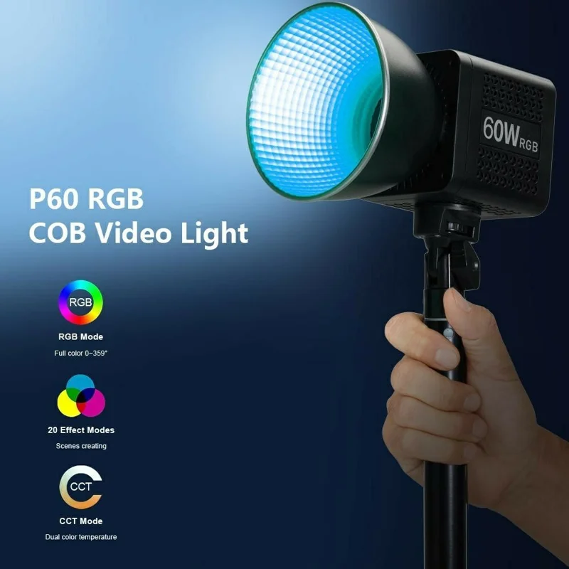 VLOGLITE P60RGB 60 W Mocny Światło Wypełniające COB, Lampa RGB, Profesjonalne Światło Wideo
