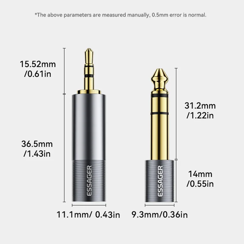 Adaptateur audio ESSAGER 6,5 mm femelle vers 3,5 mm mâle HiFi Sound Portable Connecteur doré plaqué