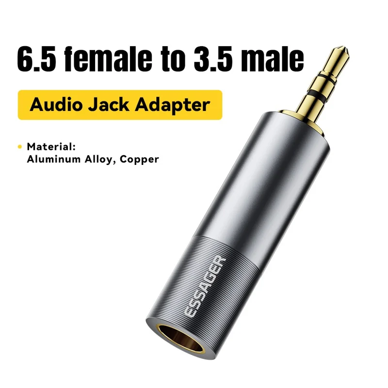 Adaptateur audio ESSAGER 6,5 mm femelle vers 3,5 mm mâle HiFi Sound Portable Connecteur doré plaqué