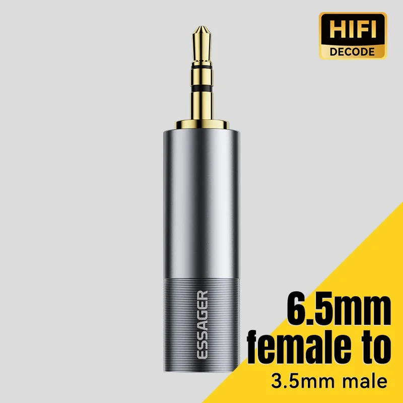Adaptateur audio ESSAGER 6,5 mm femelle vers 3,5 mm mâle HiFi Sound Portable Connecteur doré plaqué