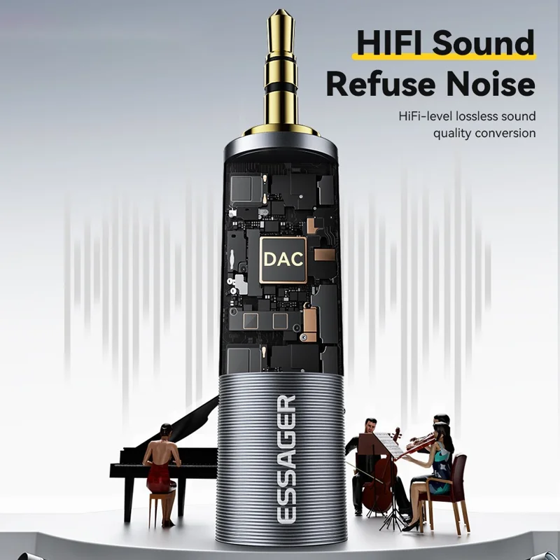 Adaptateur audio ESSAGER 6,5 mm femelle vers 3,5 mm mâle HiFi Sound Portable Connecteur doré plaqué