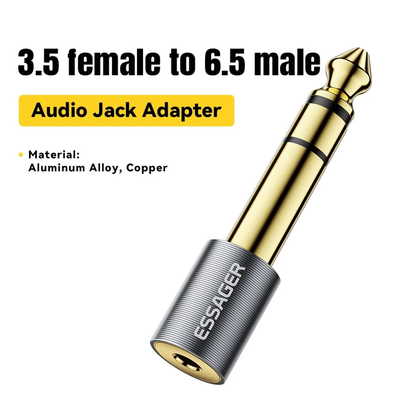 Adaptateur audio ESSAGER 3,5 mm mâle vers 6,5 mm femelle Connecteur doré HiFi portable