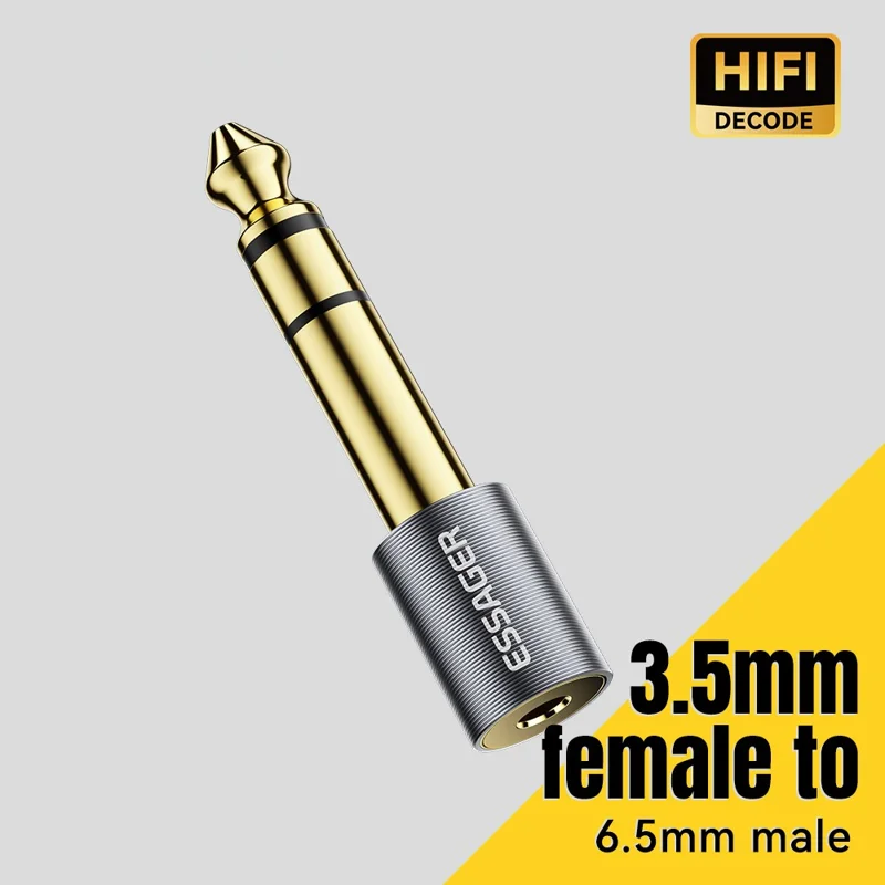 Adaptateur audio ESSAGER 3,5 mm mâle vers 6,5 mm femelle Connecteur doré HiFi portable