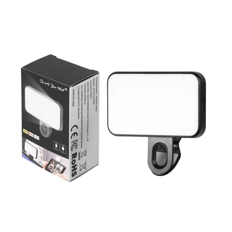 DO AS YOU WISH Mini Clip-lamp 24 LED Oplaadbare Batterij Instelbare Kleurtemperatuur Draagbare Vullamp - Zwart