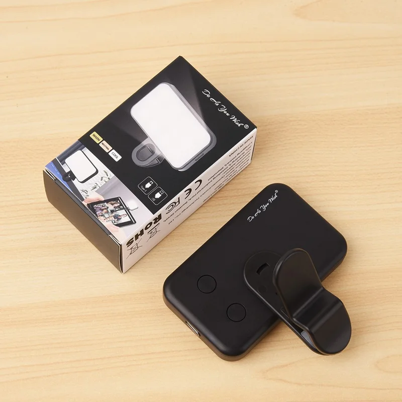 DO AS YOU WISH Mini Clip-lamp 24 LED Oplaadbare Batterij Instelbare Kleurtemperatuur Draagbare Vullamp - Zwart