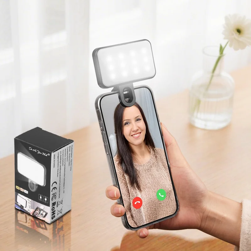 DO AS YOU WISH Mini Clip-lamp 24 LED Oplaadbare Batterij Instelbare Kleurtemperatuur Draagbare Vullamp - Zwart