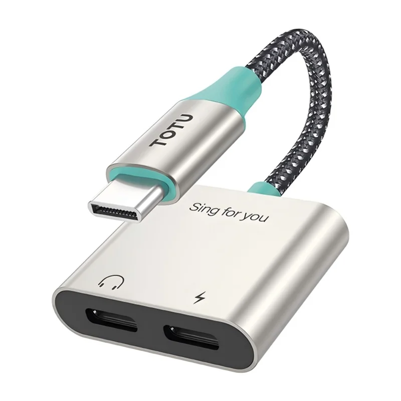 TOTU AD-6 USB-C auf Dual USB-C HiFi-Audio-Converter PD 30W Schnellladeadapter Kabel 13 cm