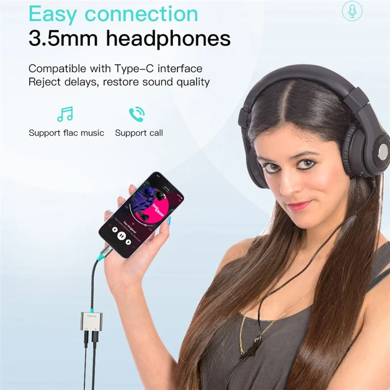 TOTU AD-6 USB-C auf Dual USB-C HiFi-Audio-Converter PD 30W Schnellladeadapter Kabel 13 cm