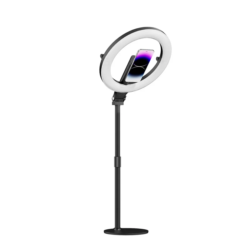 XJ36C Lampe Anneau 10 Pouces avec Support Téléphone Magnétique, Lampe Selfie avec Trépied Ajustable, Kit Photographie de Bureau - Blanc