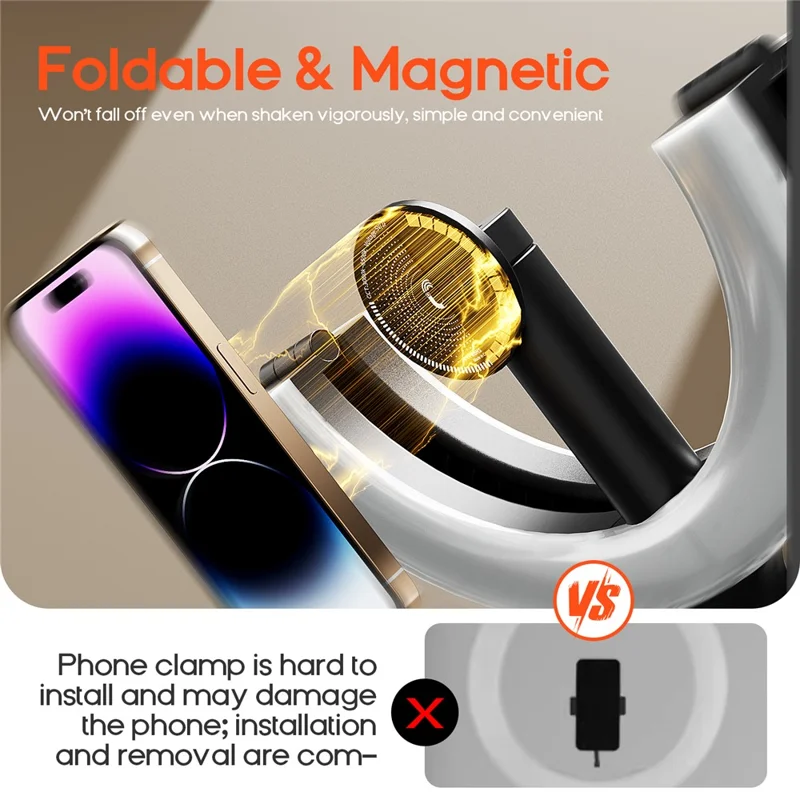 XJ36C Lampe Anneau 10 Pouces avec Support Téléphone Magnétique, Lampe Selfie avec Trépied Ajustable, Kit Photographie de Bureau - Blanc