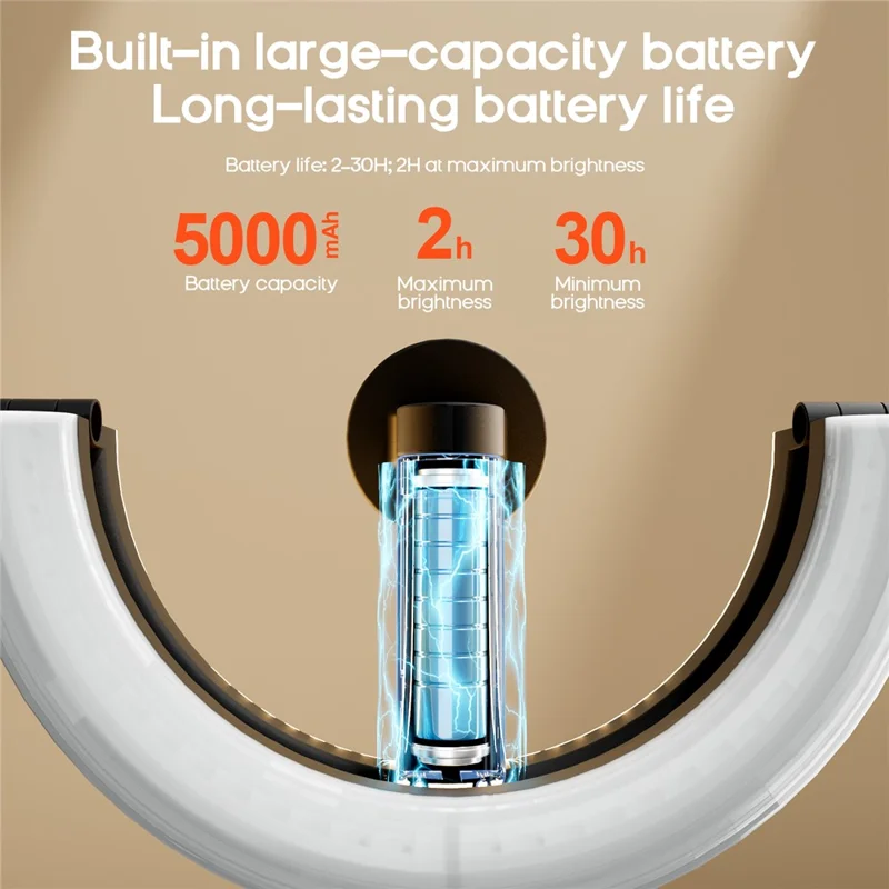 XJ36C Lampe Anneau 10 Pouces avec Support Téléphone Magnétique, Lampe Selfie avec Trépied Ajustable, Kit Photographie de Bureau - Blanc