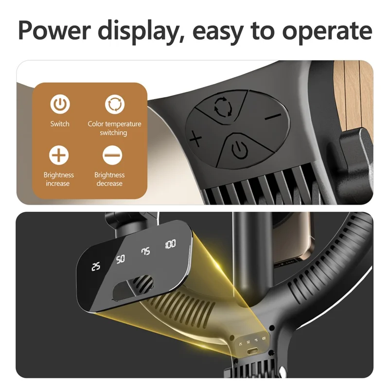 XJ36C Lampe Anneau 10 Pouces avec Support Téléphone Magnétique, Lampe Selfie avec Trépied Ajustable, Kit Photographie de Bureau - Blanc