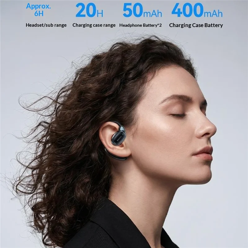 YESIDO YSP33 AI Translation Earbuds Ear Hook Wearable Real Time Bluetooth-compatible 5.4 Open Ear Earphones - Black