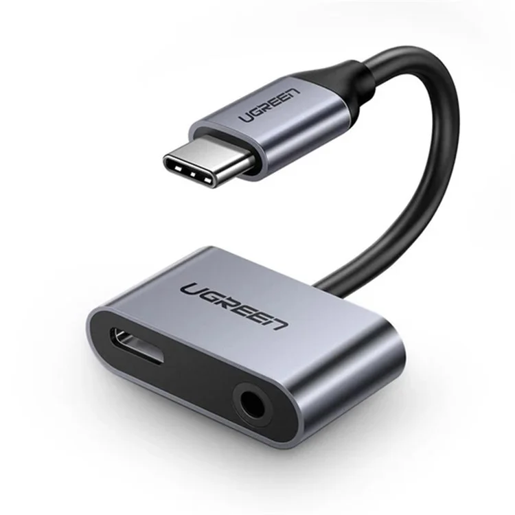 UGREEN Adaptador de Fone de Ouvido de Tipo C para 3,5 mm 2 em 1 Cabo de Áudio Conversor de Divisor de Carregamento USB-C