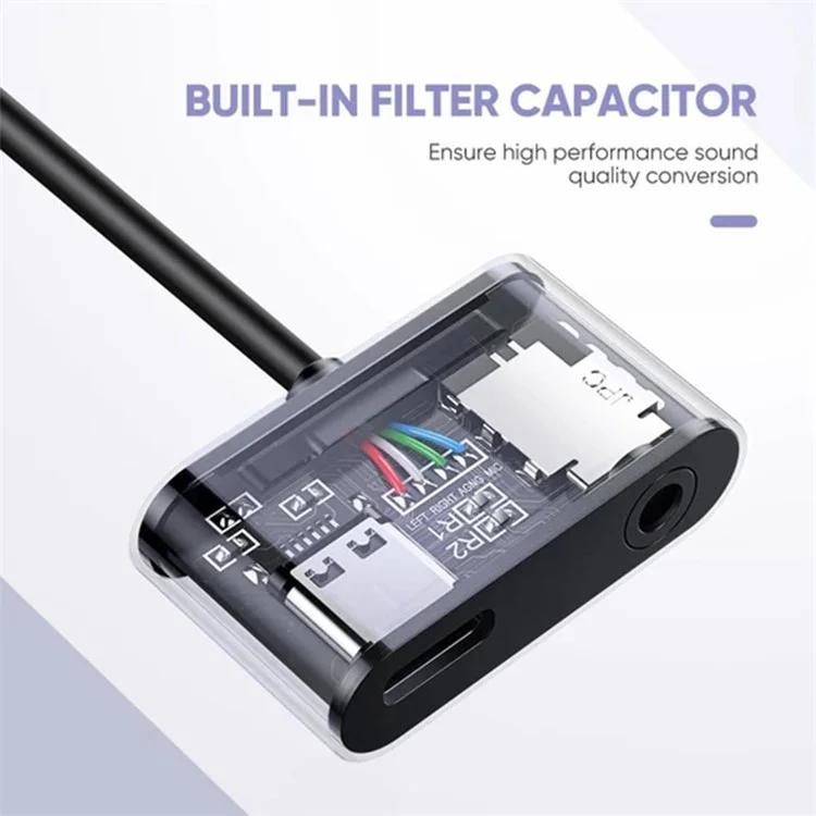 UGREEN Adaptador de Fone de Ouvido de Tipo C para 3,5 mm 2 em 1 Cabo de Áudio Conversor de Divisor de Carregamento USB-C
