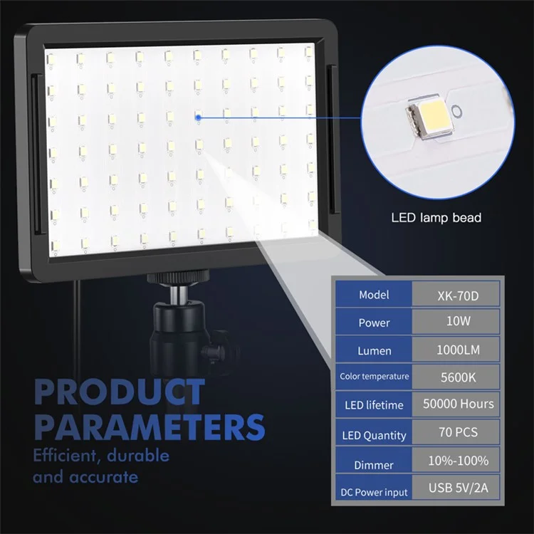 USB LED Video Light Dimmable 5600K Fill Light с Регулируемой Подставкой Для Штатива 4-цвета Фильтров Для Прямой Трансляции