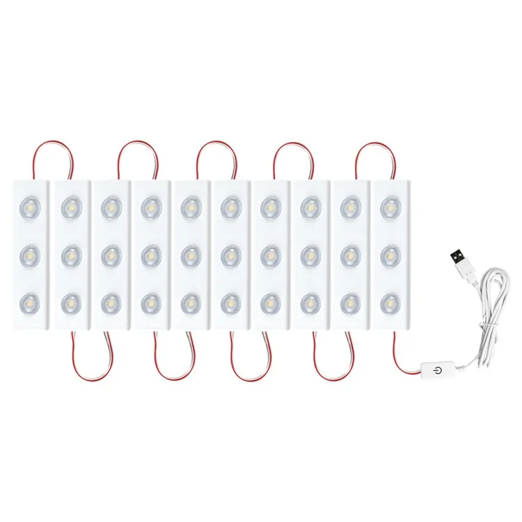 Touch Control Dimmable LED Makeup Mirror Light Strip USB Powered Vanity Table Lamp - 10 LED Strips