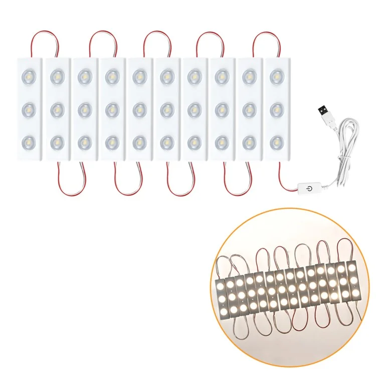 Touch Control Dimmable LED Makeup Mirror Light Strip USB Powered Vanity Table Lamp - 10 LED Strips