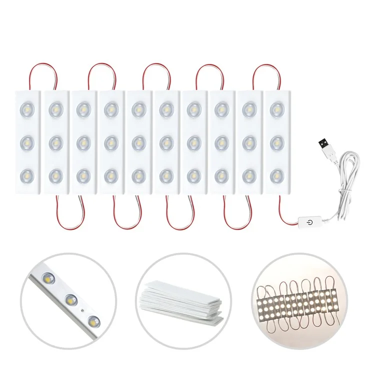 Touch Control Dimmable LED Makeup Mirror Light Strip USB Powered Vanity Table Lamp - 10 LED Strips