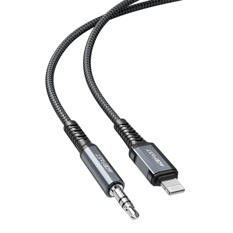 Acefast C1-06 Lightning Male a 3.5 mm de Aleación Masculina de Aleación de Aluminio Cable Tejido Tejido 1.2m (certificado Mfi) - Gris Oscuro