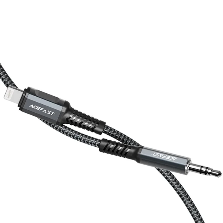 Acefast C1-06 Lightning Male a 3.5 mm de Aleación Masculina de Aleación de Aluminio Cable Tejido Tejido 1.2m (certificado Mfi) - Gris Oscuro