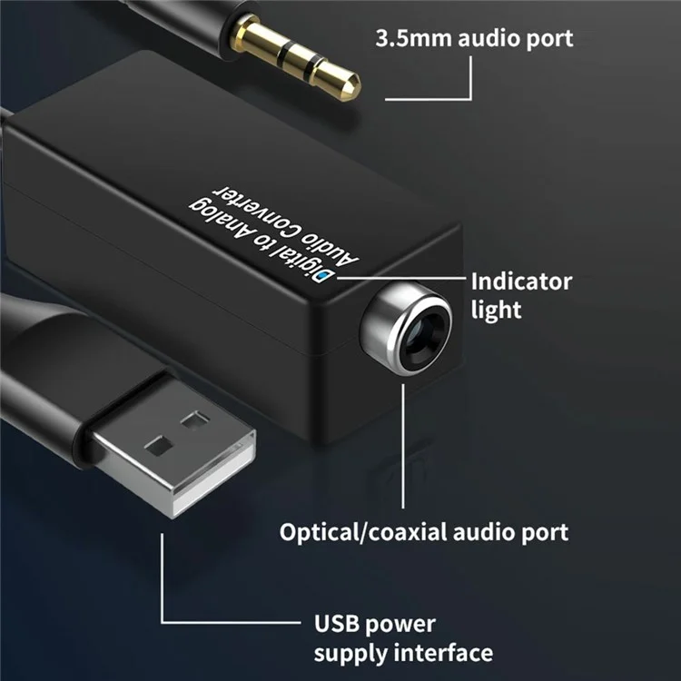 Câble Adaptateur De Convertisseur Audio D15 Coaxial / Fibre Optique / À 3,5 Mm / Interface USB DAC - Coaxial