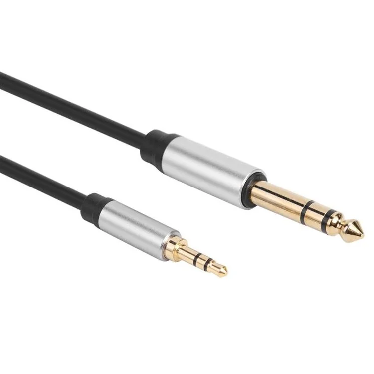 Cabo De Conversão De 0.3m 3,5mm Masculino Para 6,35mm Cabo Do Adaptador Aux Do Jack TRS Do Macho Para O Amplificador Do Misturador