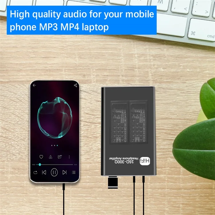 Headphone Amplifier Portable Amp 3.5mm Audio Rechargeable HiFi Earphone Headphone Amplifier with 97cm USB Cable