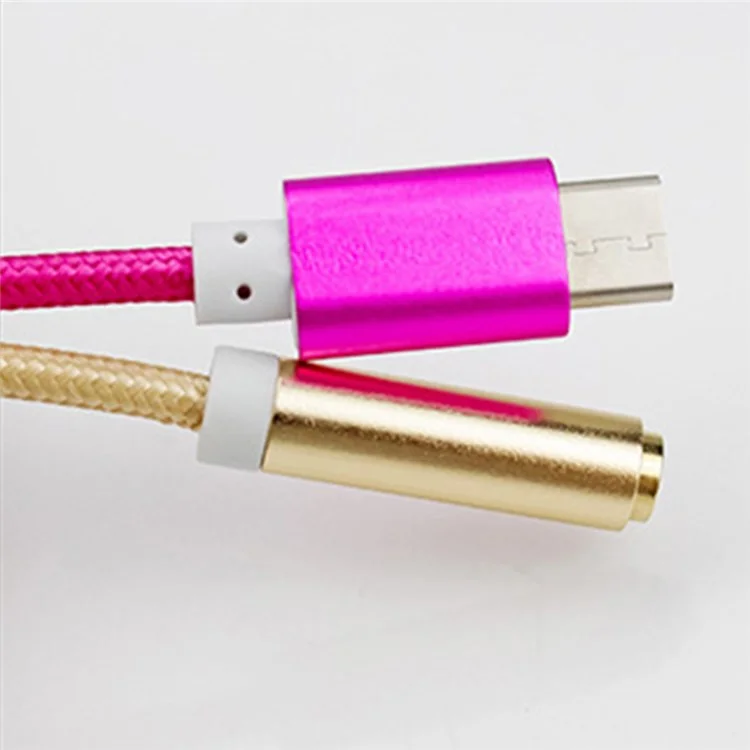 Tianston Type-C a 3.5 mm Adaptador Audio Aux Jack Cable Auriculares Cable Adaptador de Auriculares Para Leeco Le Pro3/Xiaomi Mi 6 - Rosa