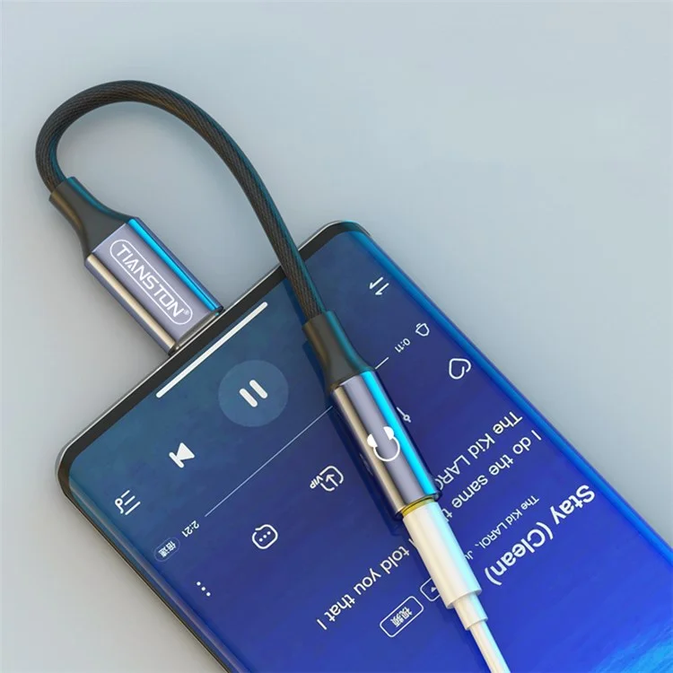 TIANSTON Type-C Male to 3.5mm Female Phone Headphone Jack Adapter Cable Support Music Calling