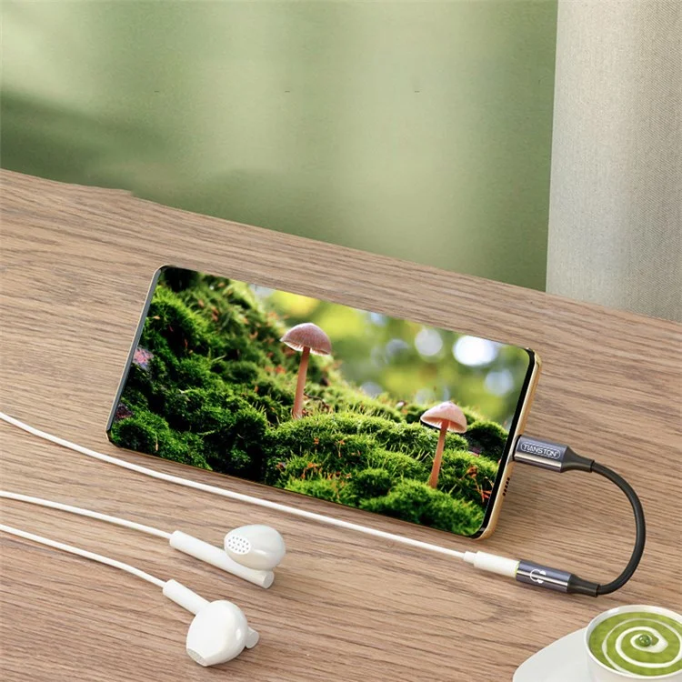 TIANSTON Type-C Male to 3.5mm Female Phone Headphone Jack Adapter Cable Support Music Calling