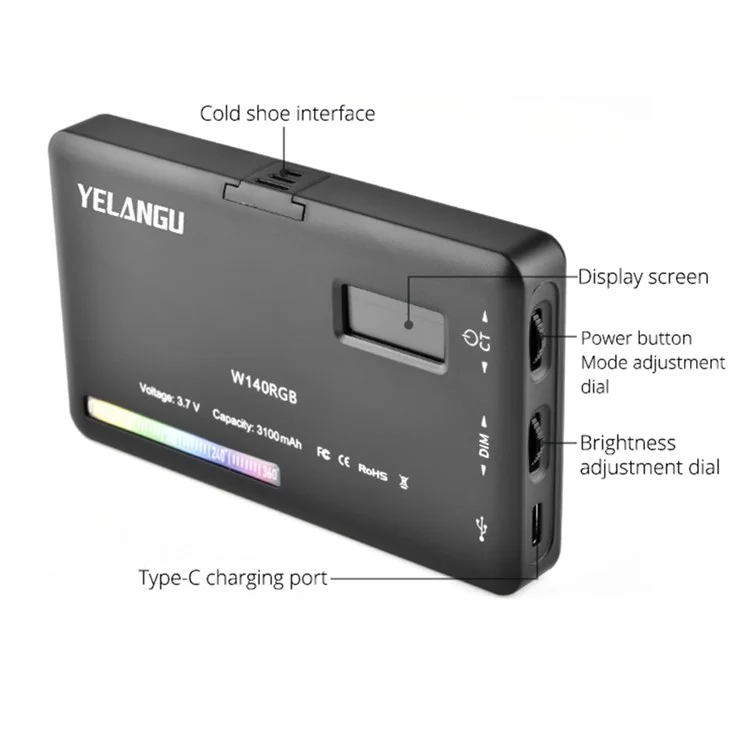 Yelangu Rgb140 RGB -taschenfüllung Leichtes LED -video -licht Tragbare Fotografie -beleuchtung