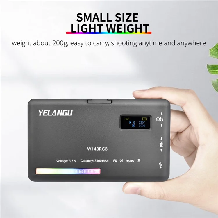 Yelangu Rgb140 RGB -taschenfüllung Leichtes LED -video -licht Tragbare Fotografie -beleuchtung