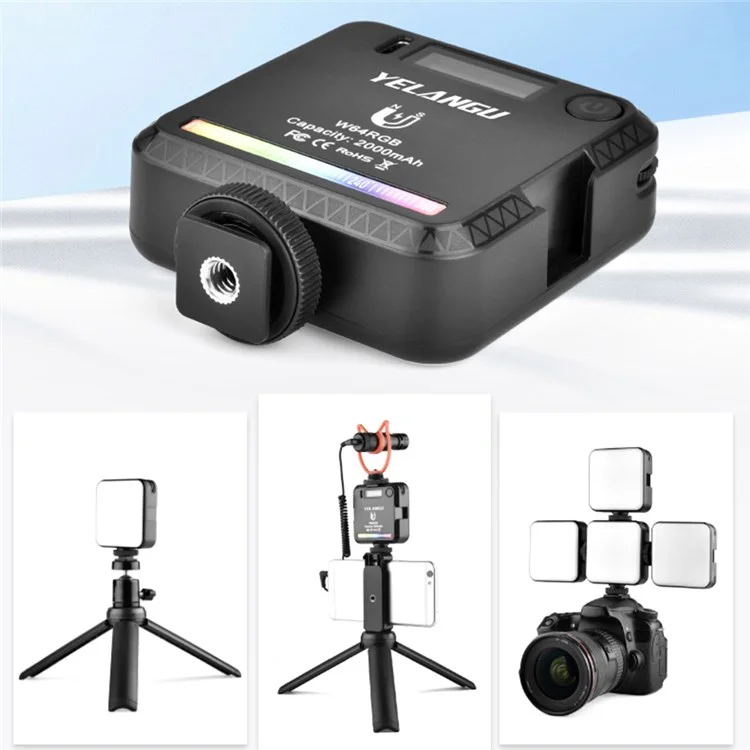 YELANGU RGB64 Éclairage vidéo LED RVB portable Mini Rechargeable Éclairage photographique 